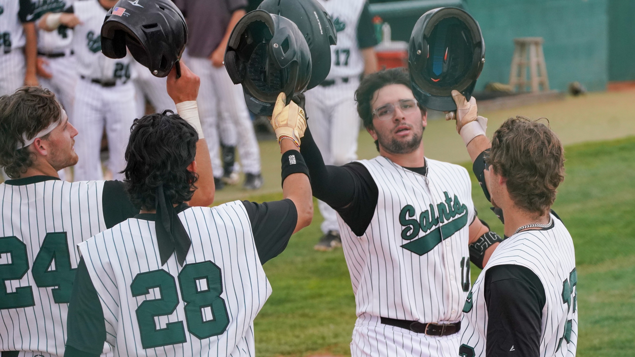 David Brabb (third from left) led the way, going 3-3 with five runs driven in and four runs scored.