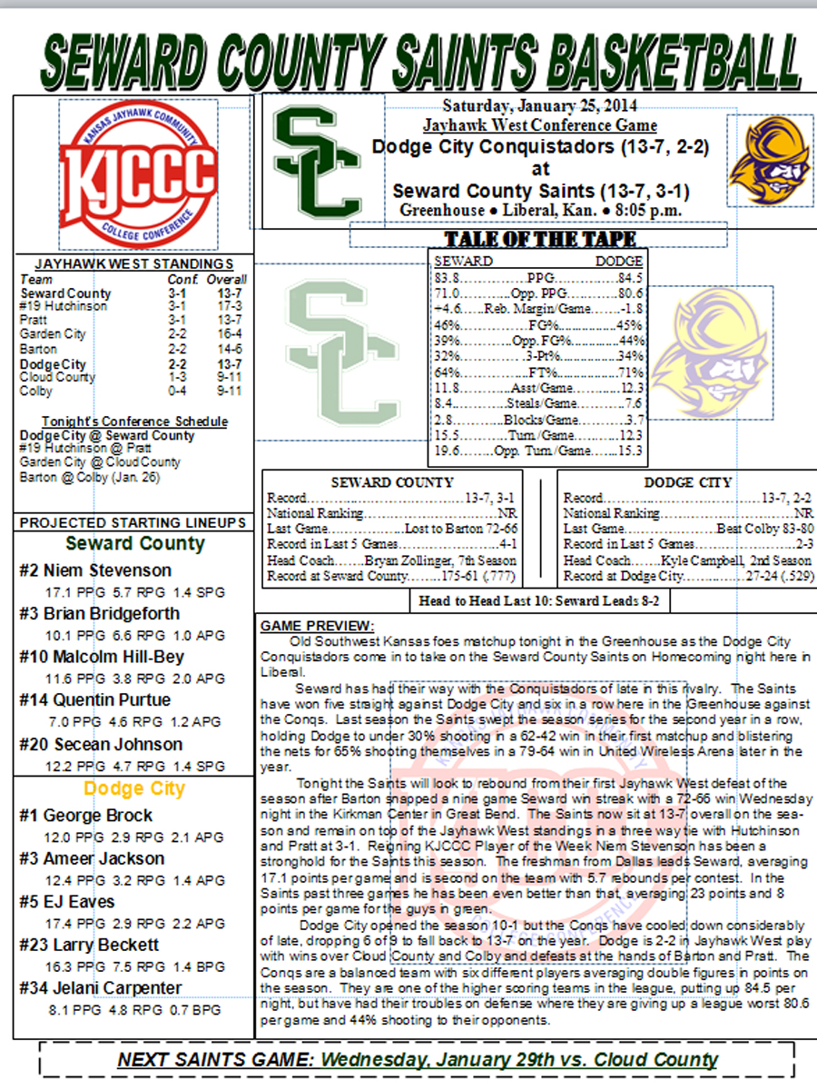 2013-2014 Men's Basketball Game Notes