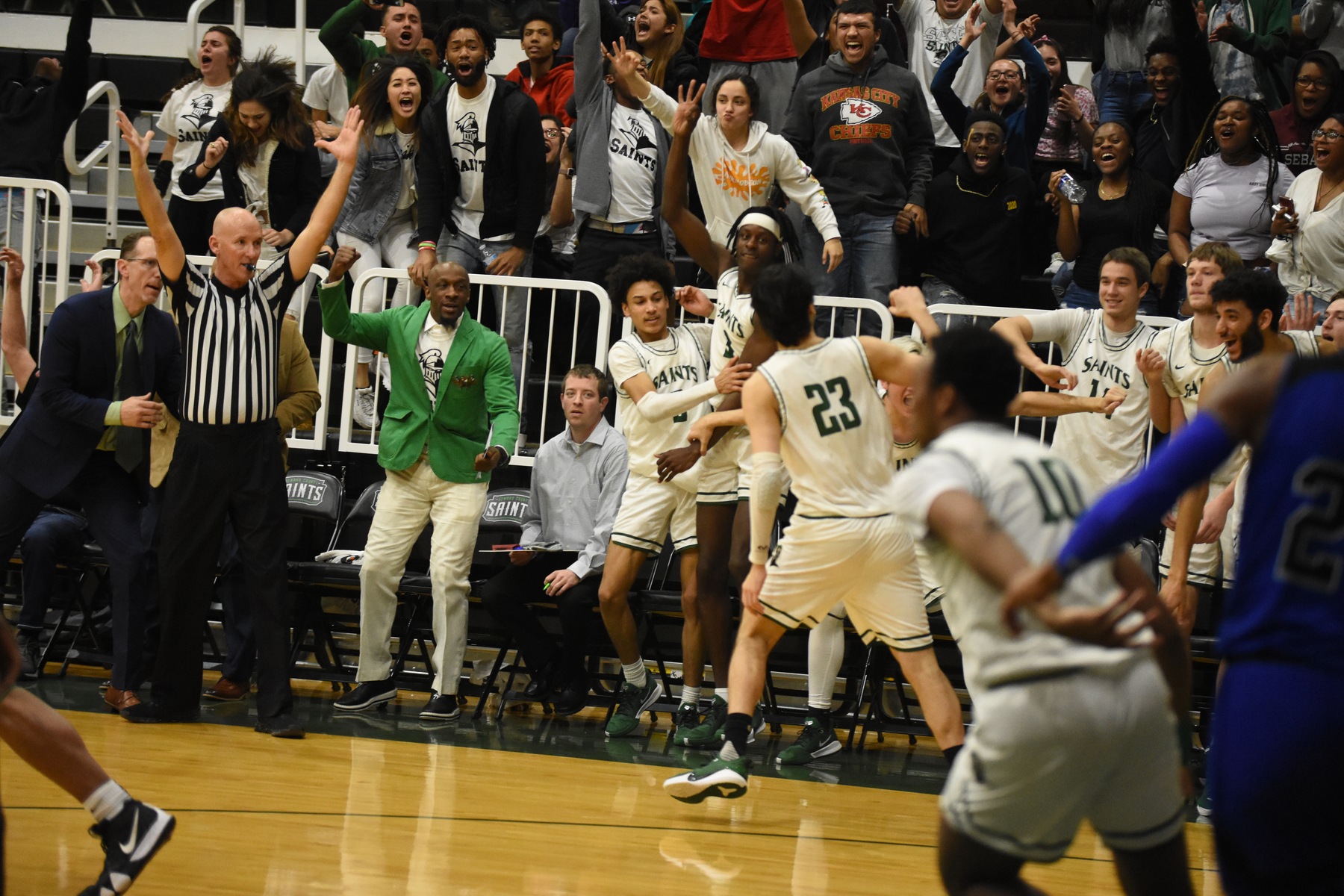 Saints take down Barton in final home game 79-72