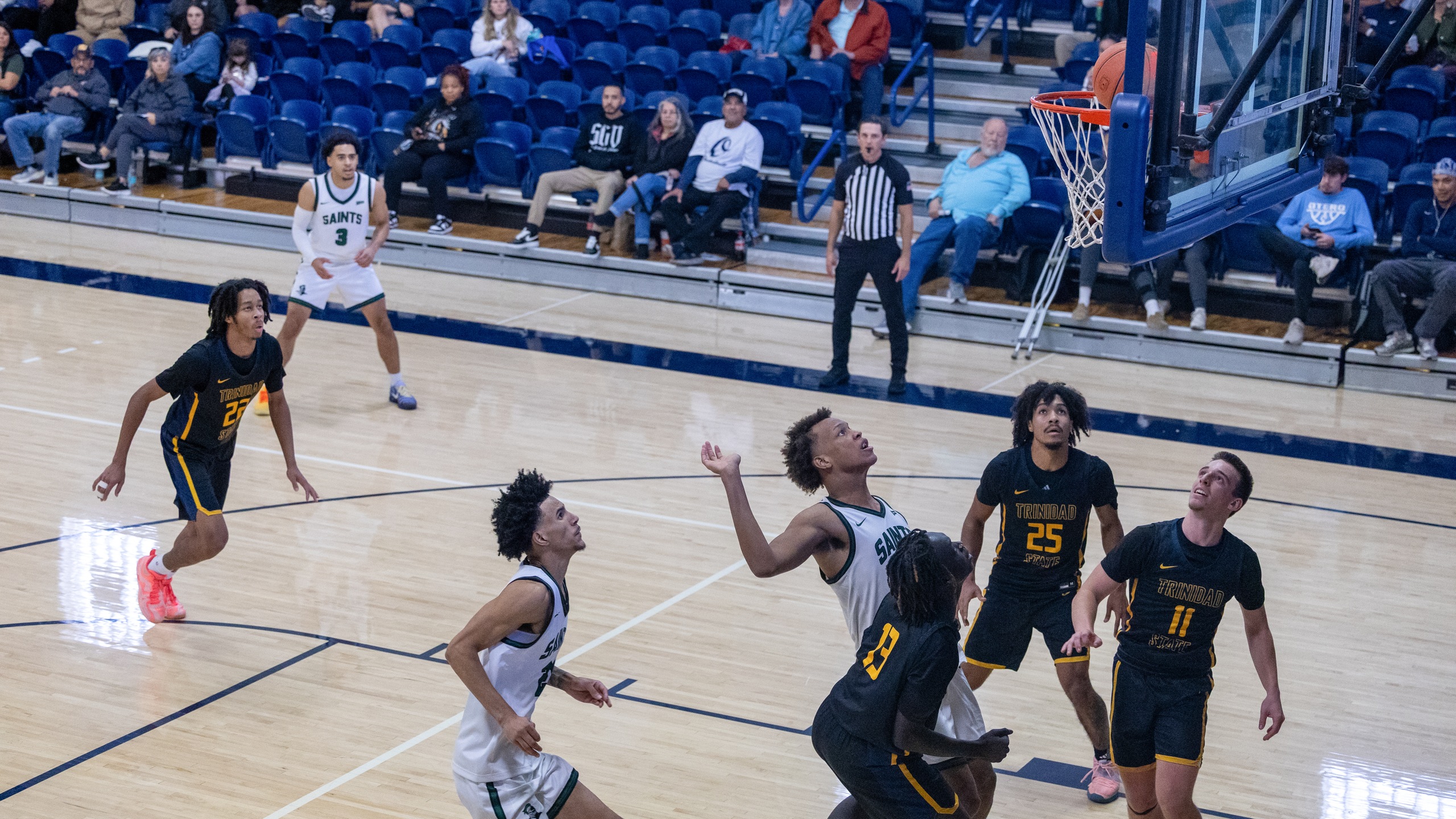 Sophomore forward JJ Chapman watches a shot go in as Seward defeated Trinidad State 83-70 in La Junta, Colo., on Saturday afternoon