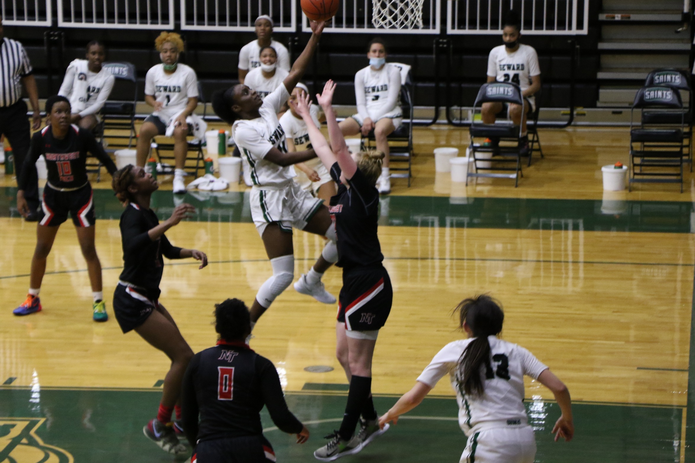 Lady Saints roll past the Mavericks 92-40
