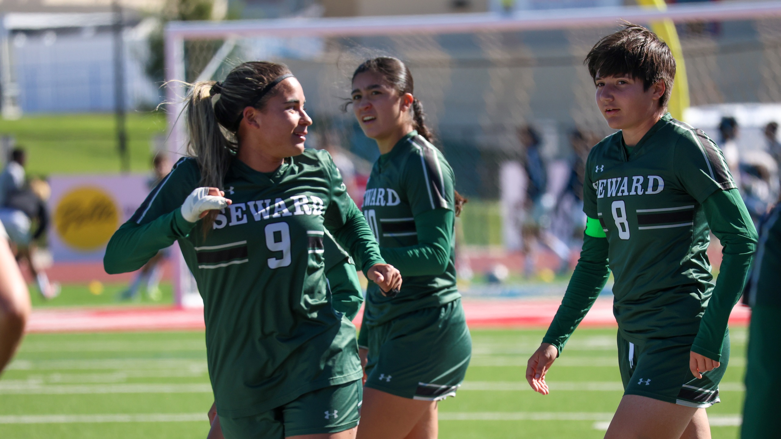 Freshman forward Julia Astrath (pictured left) netted two goals for Seward in the 3-0 win at Dodge City