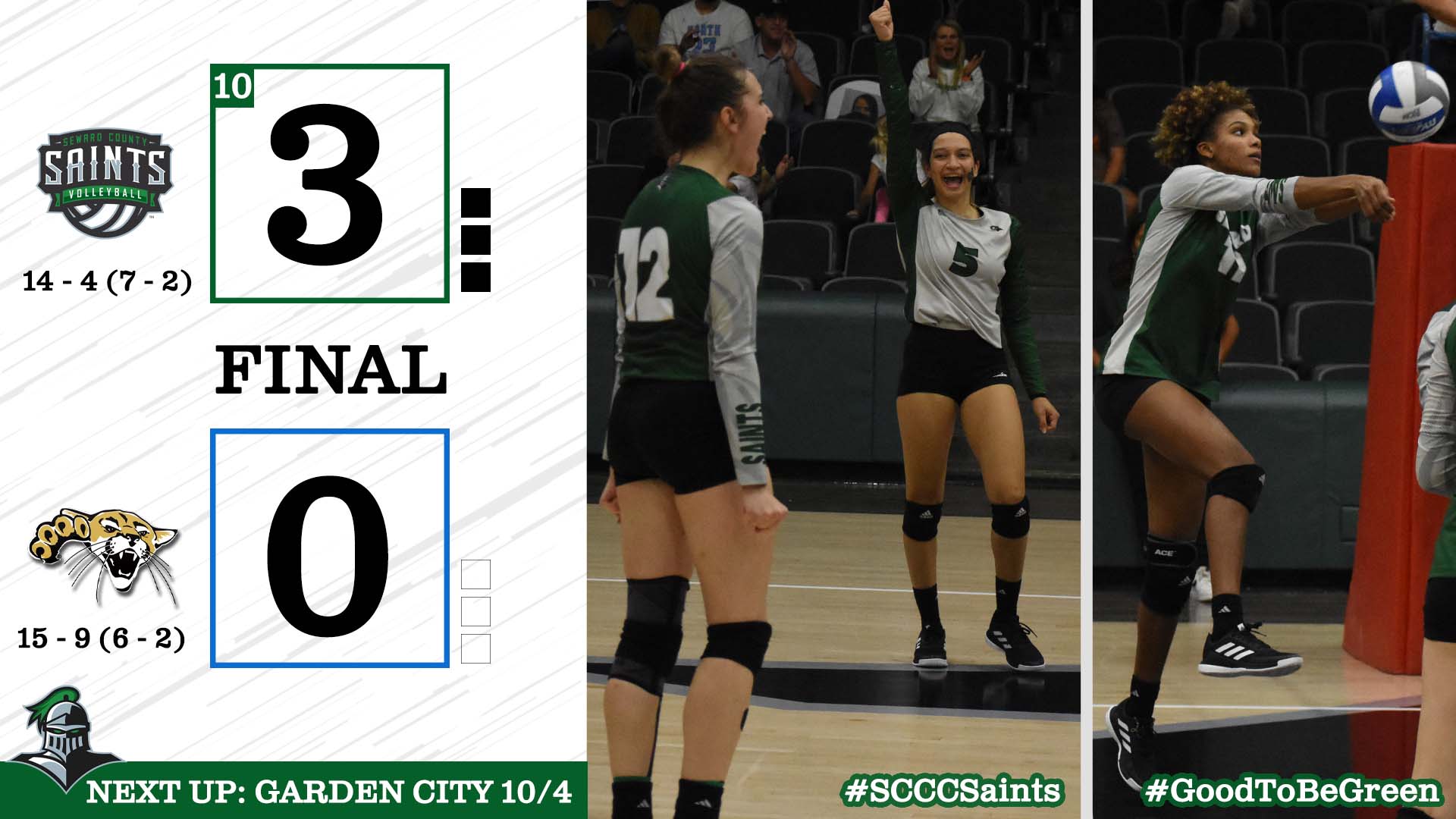 N0. 10 Lady Saints sweep the Cougars on Saturday night